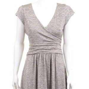 Maeve Anthropologie Metallic Silver Gray Faux Wrap Dress XL Women Party Cocktail